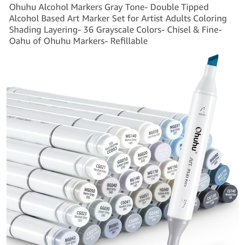 Ohuhu 36 grey pack alcohol-based markers